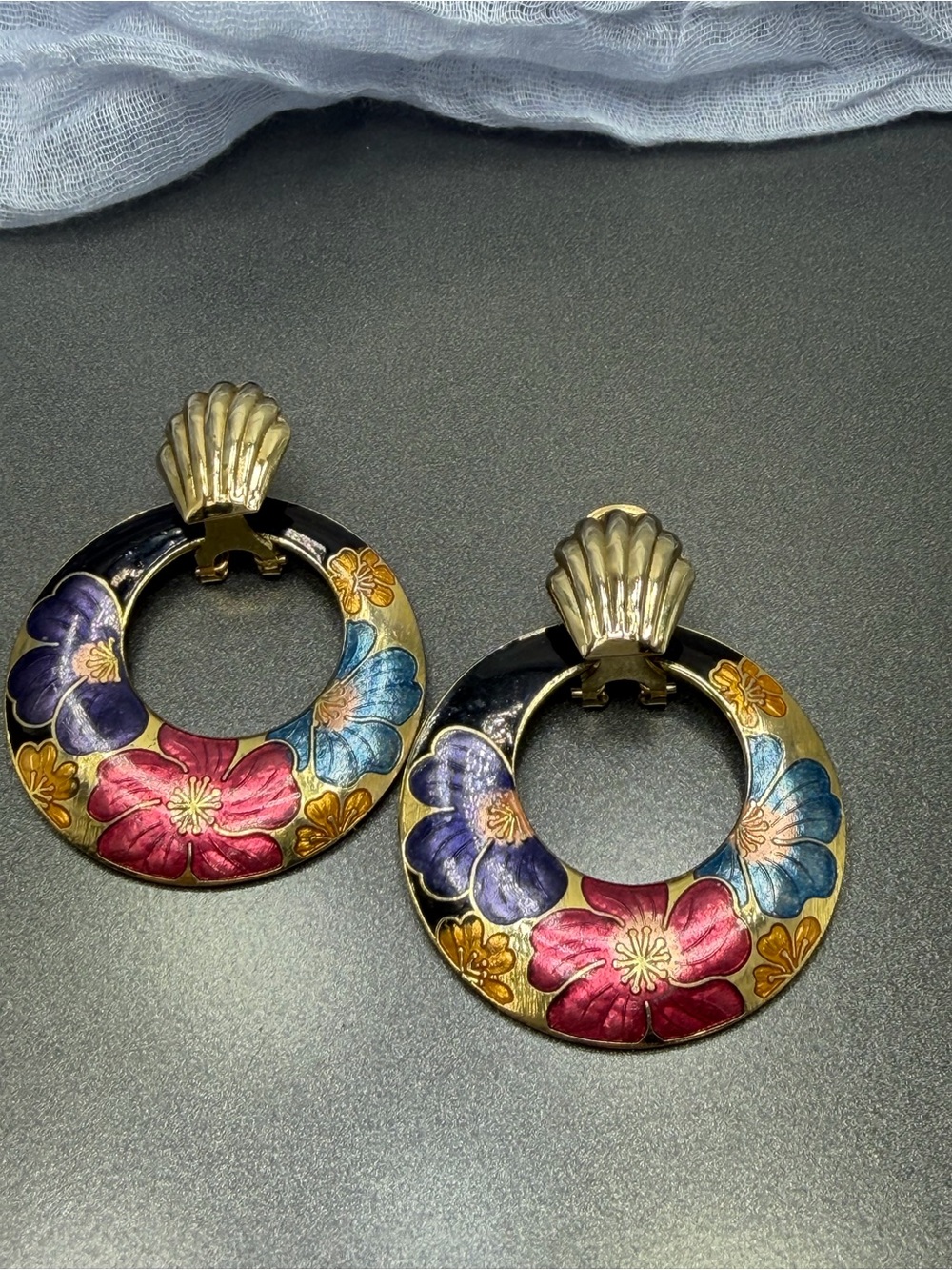 Vintage Cloisonné Pierced earrings